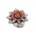 Ring Tibetan Coral 925 Sterling Silver Handmade Natural Hand Engraved Women D420